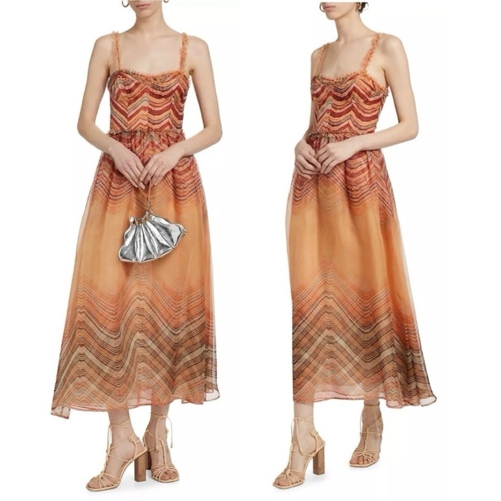 Ulla Johnson Women’s Gisele Silk Watercolor Print Sleeveless Midi Cocktail Dress - Picture 1 of 13